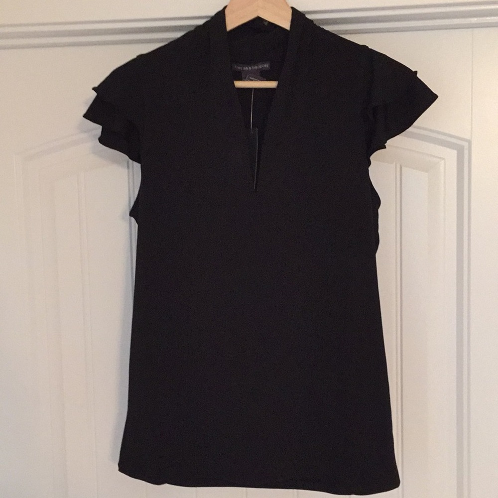 Black Flutter Sleeve Top